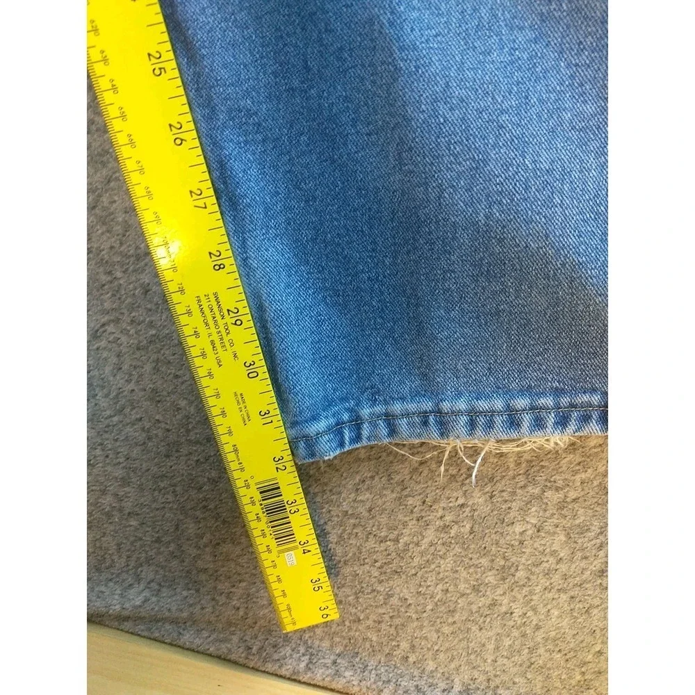 Wrangler 9760WDR Mens Light Wash Straight Leg Denim Jeans Blue 34x33 Distressed